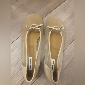 Beige Ballet Flats with Bow by